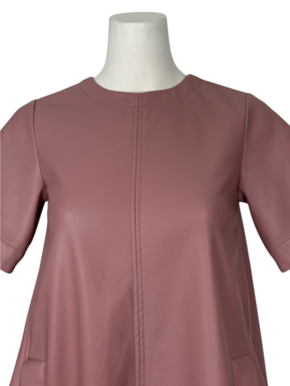 Anthropologie Maeve The Emmy Faux Leather Mini Dress 2XS XXS Pink - Picture 11 of 16